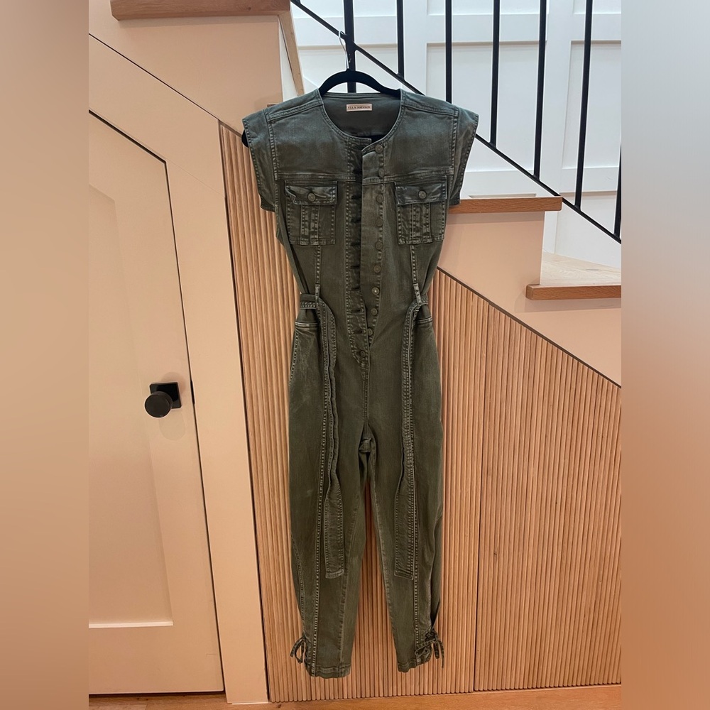 ULLA JOHNSON denim green jumpsuit size 2